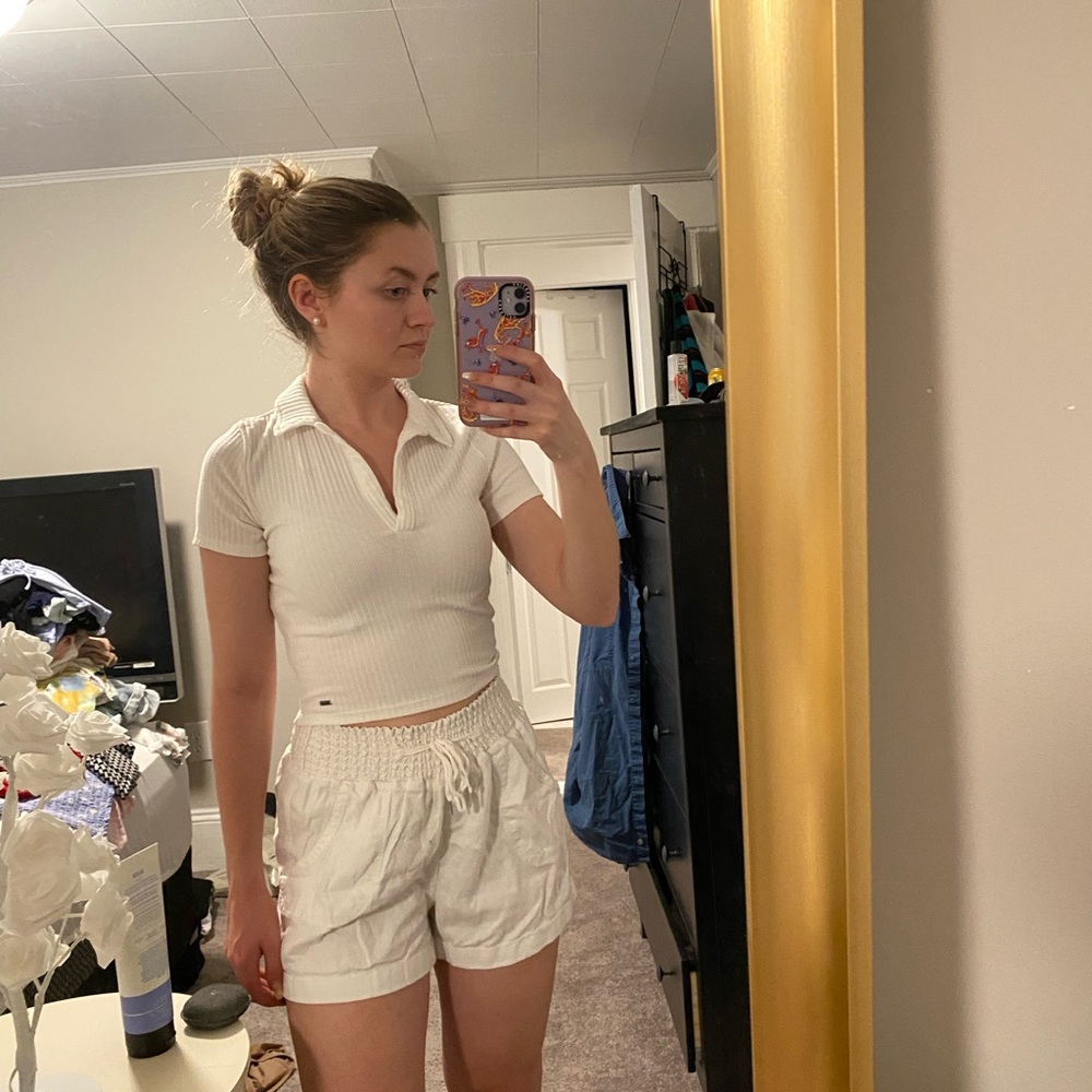 Hollister ribbed polo crop, size Small
